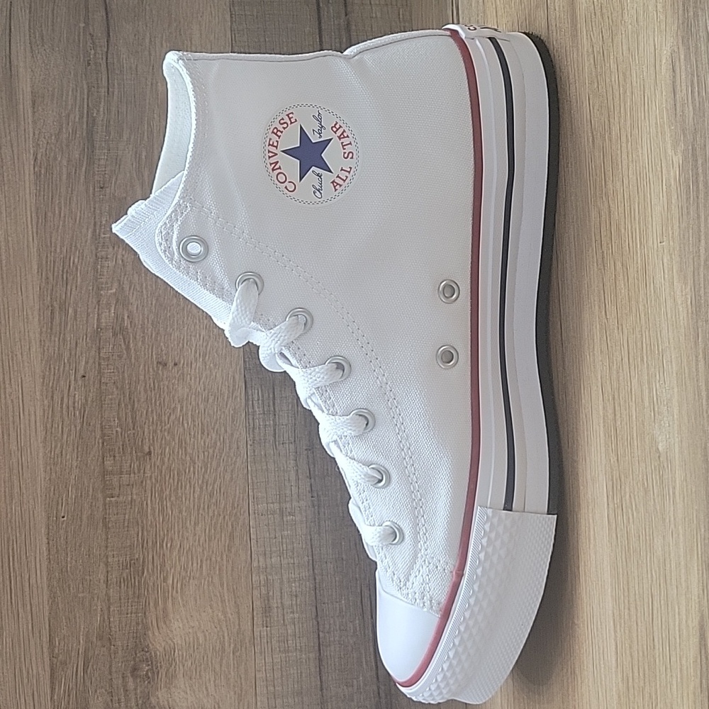 Converse White Sneakers with Blue Star Logo - Picture 8 of 13